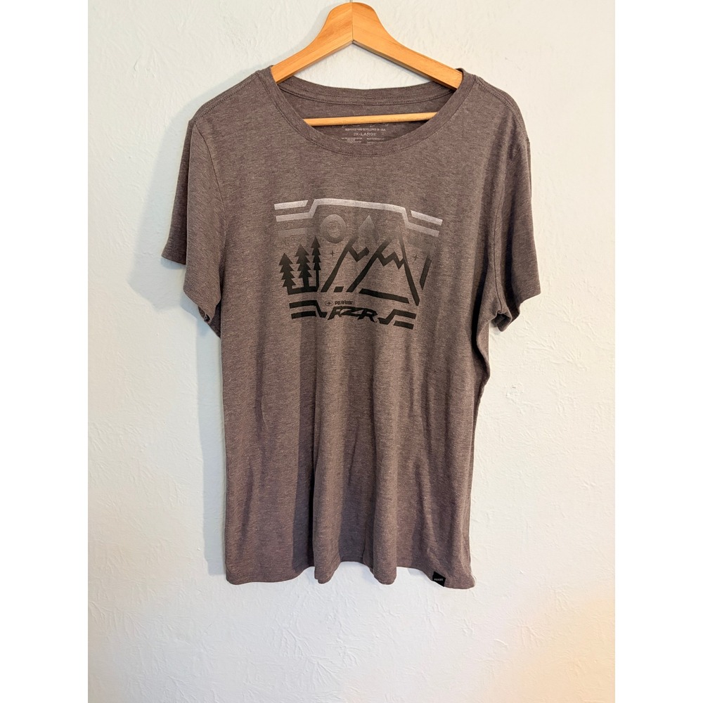 Polaris RZR T-Shirt 2XL Gray Mountain Graphic Tee Gorpcore Outdoors Casual Sport